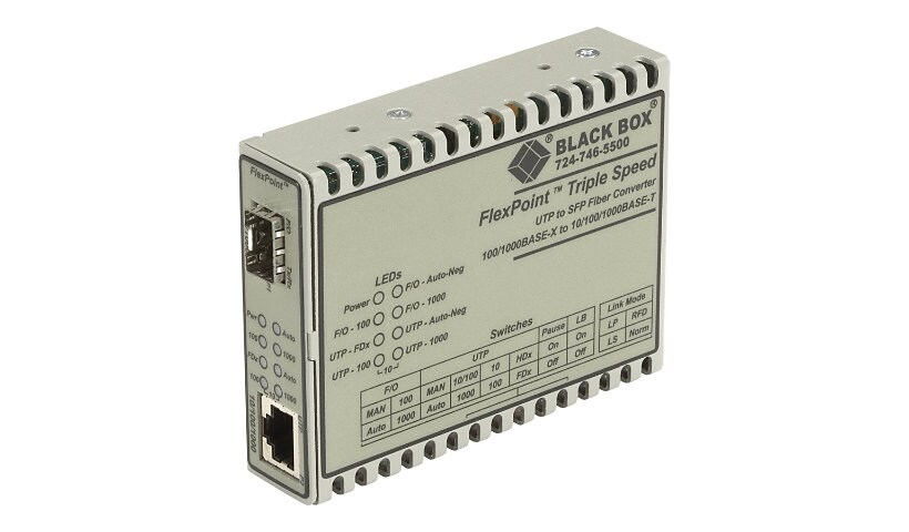 Black Box FlexPoint - fiber media converter - 10Mb LAN, 100Mb LAN, GigE - T
