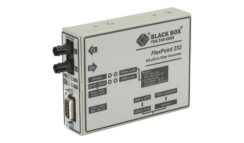 Black Box FlexPoint RS-232 to Fiber Converter - prolongateur pour port série