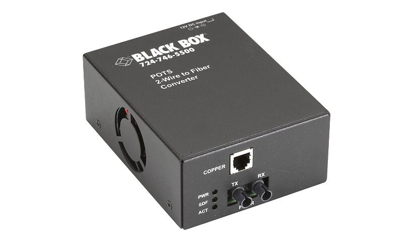 Black Box POTS 2-Wire to Fiber Converter - modem courte distance - Conformité TAA