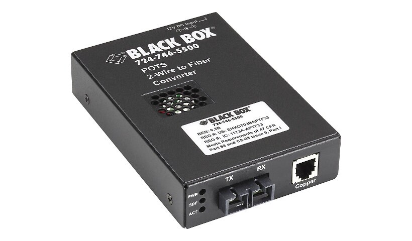 Black Box POTS 2-Wire to Fiber Converter - modem courte distance - Conformité TAA