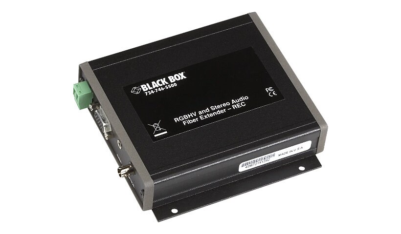 Black Box RGBHV/Stereo-Audio Fiber Extender, Receiver - monitor/audio exten