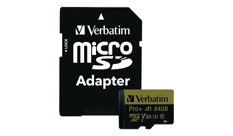 Verbatim PRO+ - flash memory card - 64 GB - microSDXC UHS-I
