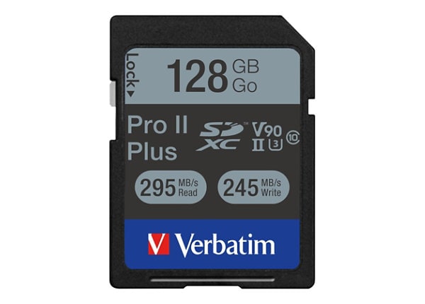 Verbatim 128GB Pro II Plus 1900X SDXC UHS-II V90 U3 Class 10 Memory Card 
