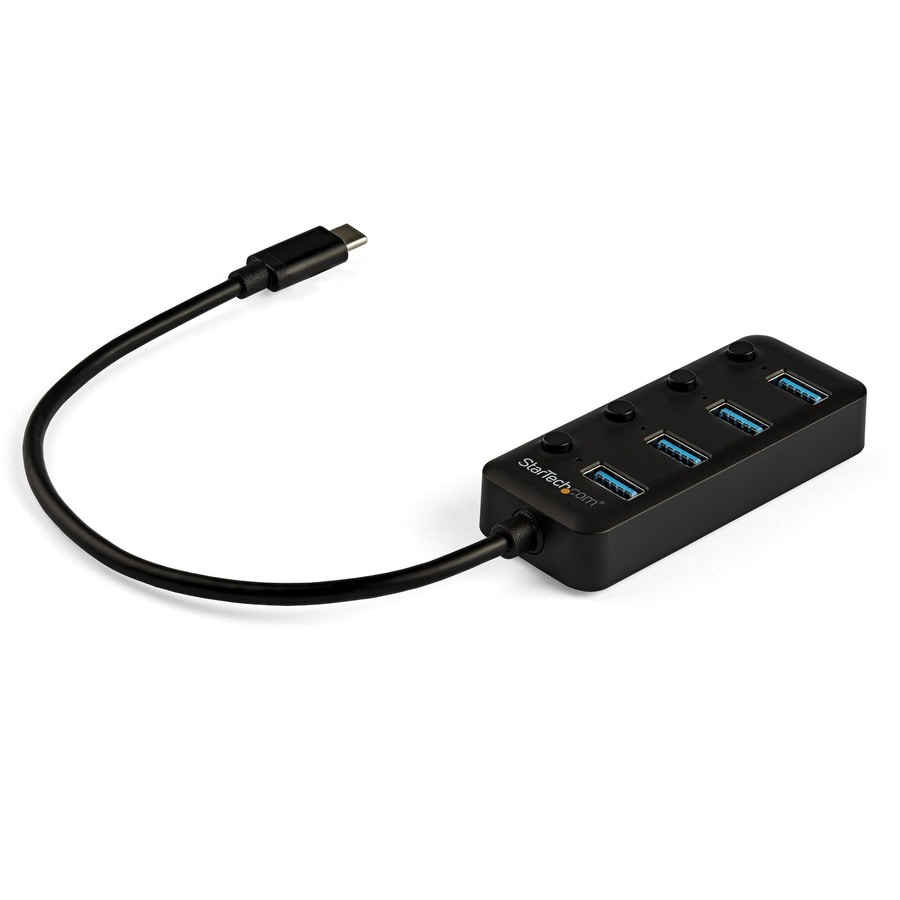 StarTech.com 4 Port USB C Hub - 4x USB 3.0 Type-A 5Gbps w/ On/Off Port Switches - USB Bus Powered