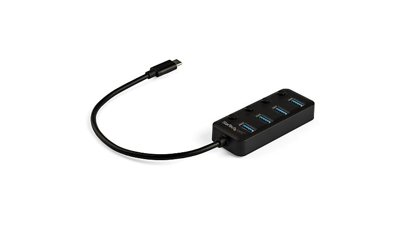 StarTech.com 4 Port USB C Hub - 4x USB 3.0 Type-A 5Gbps w/ On/Off Port Switches - USB Bus Powered