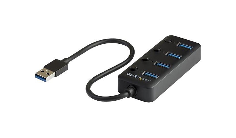 StarTech.com 4 Port USB 3.0 Hub - USB Type-A to 4x USB-A with Individual On/Off Port Switches - SuperSpeed 5Gbps USB 3,2