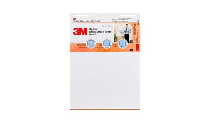 3M 25" x 30" Flip Chart, 2 Pack - Plain White