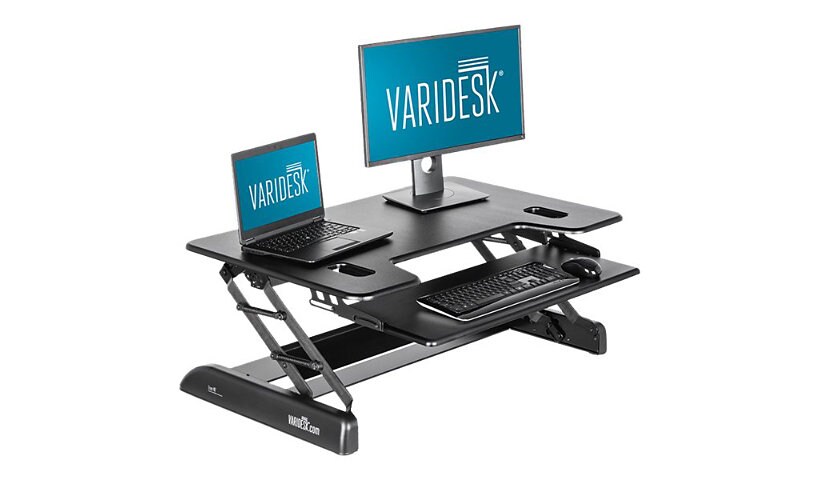 VariDESK Exec 40 - standing desk - rectangular with contoured side - black