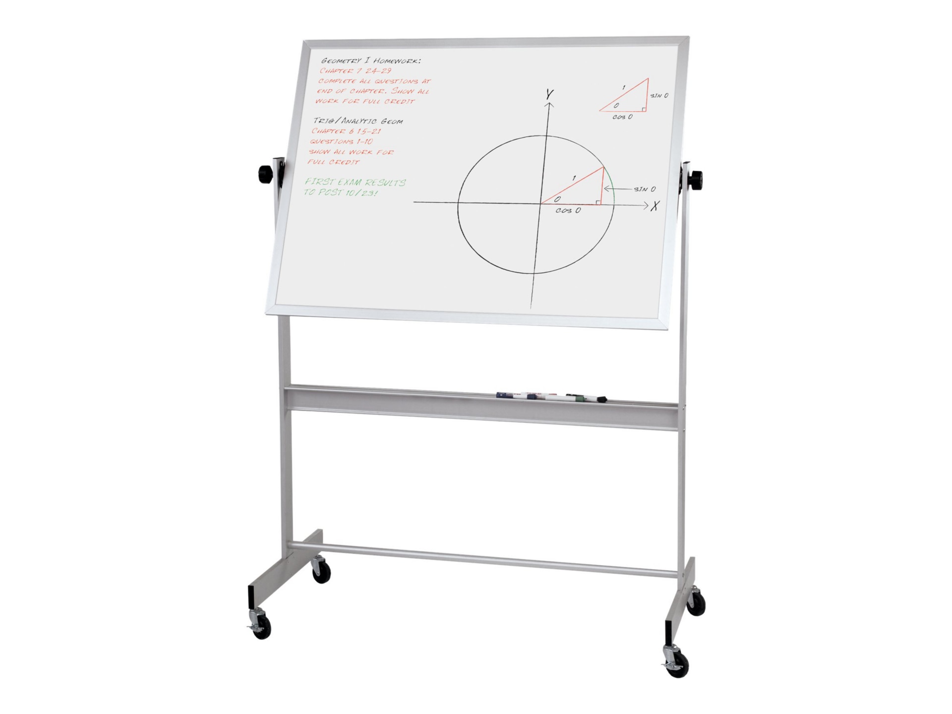 Balt Deluxe Mobile Dry Erase 4'x5' Reversible Board - Aluminum Trim