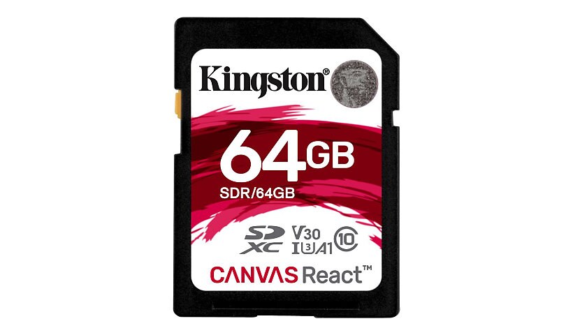 Kingston Canvas React - flash memory card - 64 GB - SDXC UHS-I