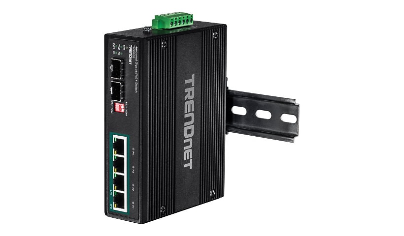 TRENDnet 6-Port Hardened Industrial Unmanaged Gigabit 10/100/1000Mbps DIN-Rail Switch, 4 x Gigabit PoE+ Ports, 2 x