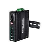 TRENDnet 6-Port Hardened Industrial Unmanaged Gigabit 10/100/1000Mbps DIN-Rail Switch, 4 x Gigabit PoE+ Ports, 2 x