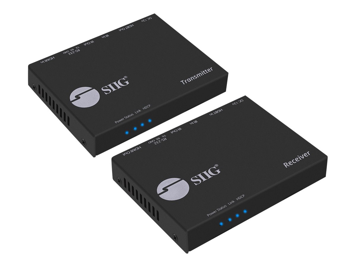 SIIG 4K HDMI HDBaseT Extender Over Single Cat5e/6 with RS-232, IR & PoC - transmitter and receiver -