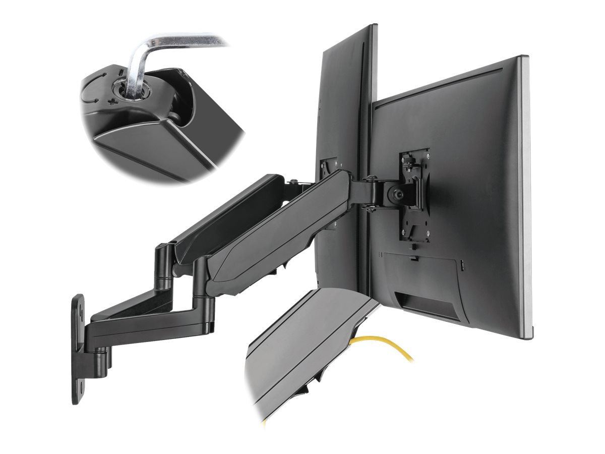 Thumbnail 3 of 5 for SIIG High Premium Aluminum Gas Spring Wall Mount Dual Monitor 17" to 32" bracket - full-motion adjustable arm - for 2