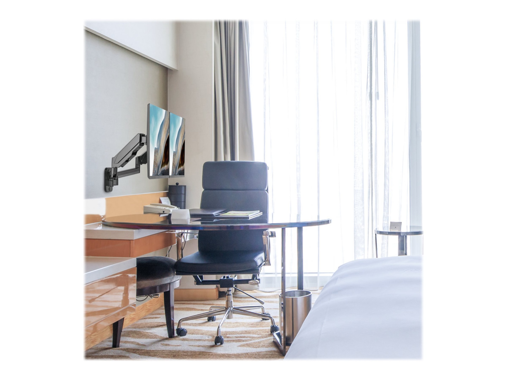 Thumbnail 5 of 5 for SIIG High Premium Aluminum Gas Spring Wall Mount Dual Monitor 17" to 32" bracket - full-motion adjustable arm - for 2
