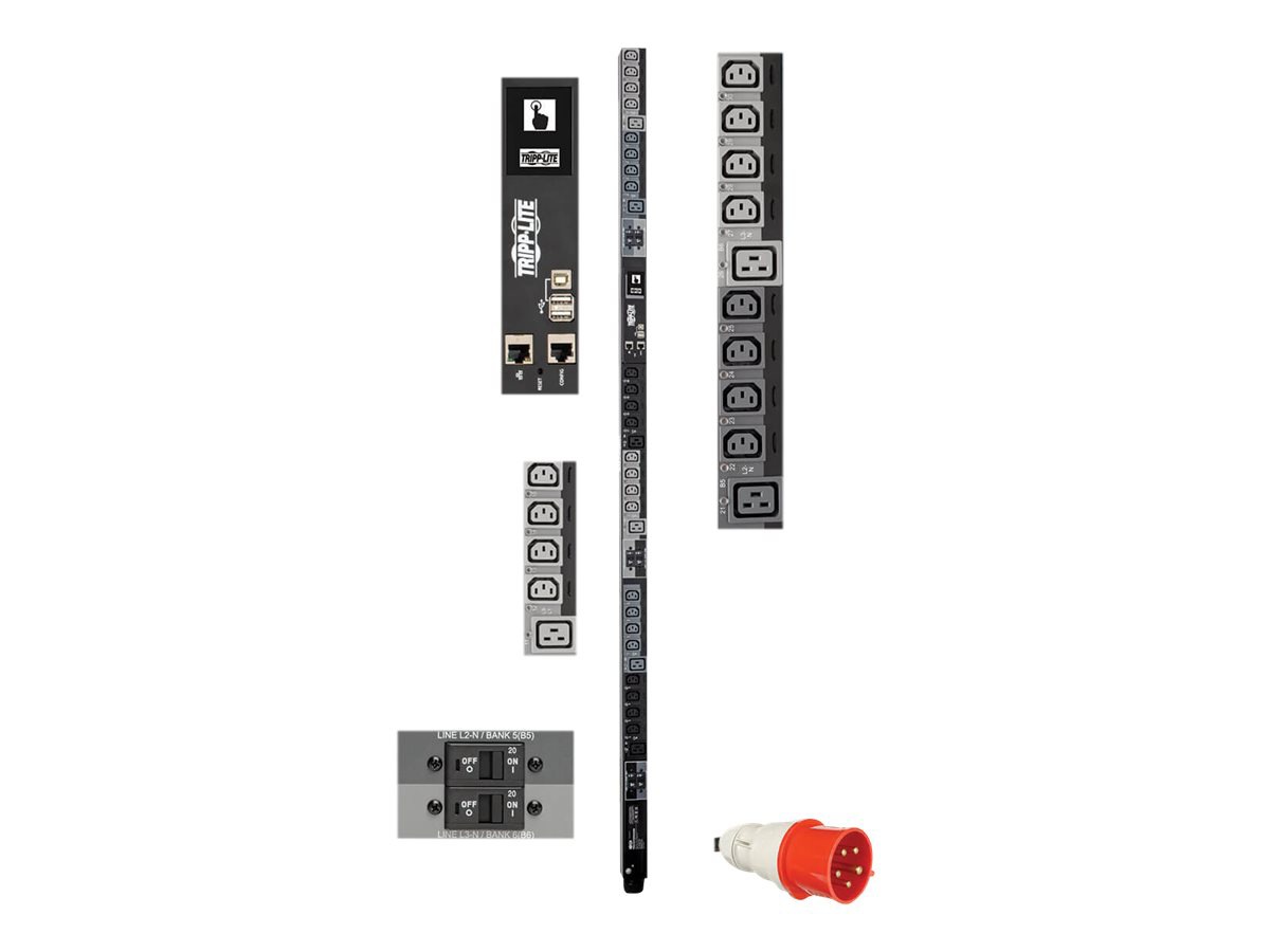 Tripp Lite PDU 3-Phase Switched 17.3kW 240V 24 C13 6 C19 30A Touchscreen 0U - power distribution unit - 17.3 kW - TAA