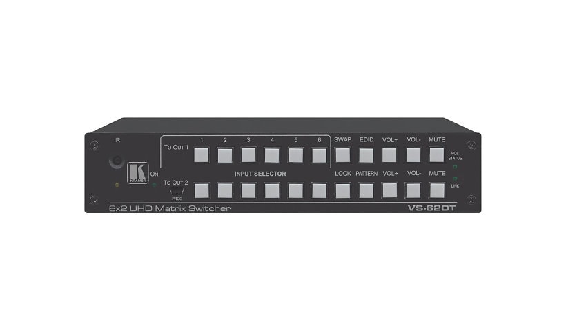 Kramer VS-62DT 6x2 4K60 4:2:0 HDMI/HDBaseT Long-Reach PoE Matrix Switcher -