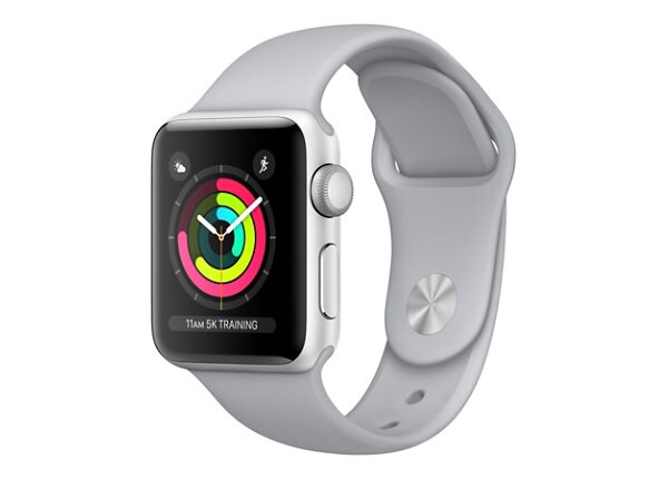 Apple Watch Series 3 (GPS) - aluminium argenté - montre intelligente avec bande sport - brouillard - 8 Go