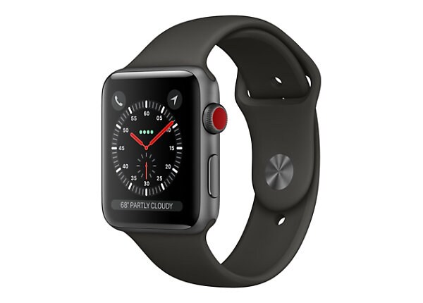 Apple Watch Series 3 (GPS + Cellular) - espace gris en aluminium - montre intelligente avec bande sport - gris - 16 Go - non spécifié