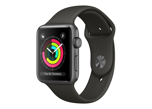 Apple Watch Series 3 (GPS) - espace gris en aluminium - montre intelligente avec bande sport - gris - 8 Go