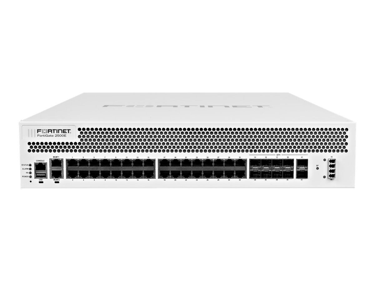Fortinet FortiGate 2500E - security appliance - with 5 years FortiCare 8X5 Support + 5 years FortiGuard Enterprise