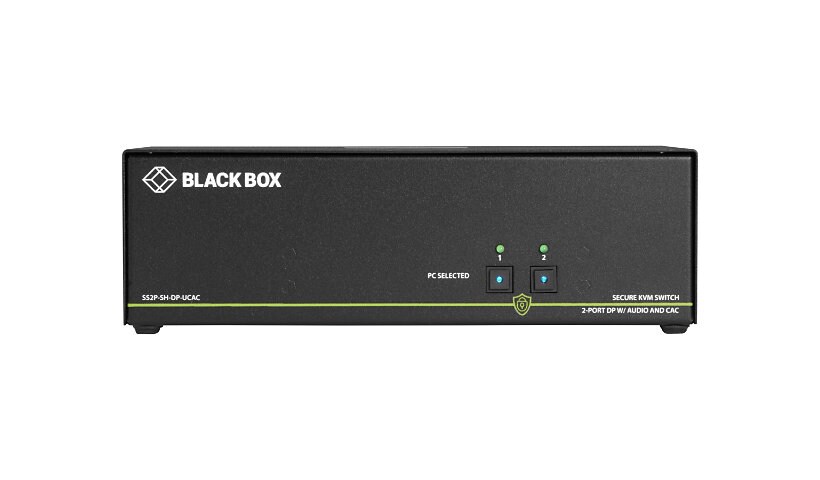 Black Box Secure KVM Switch NIAP3 2-Port Single-Monitor DP 4K30 USB AUD CAC