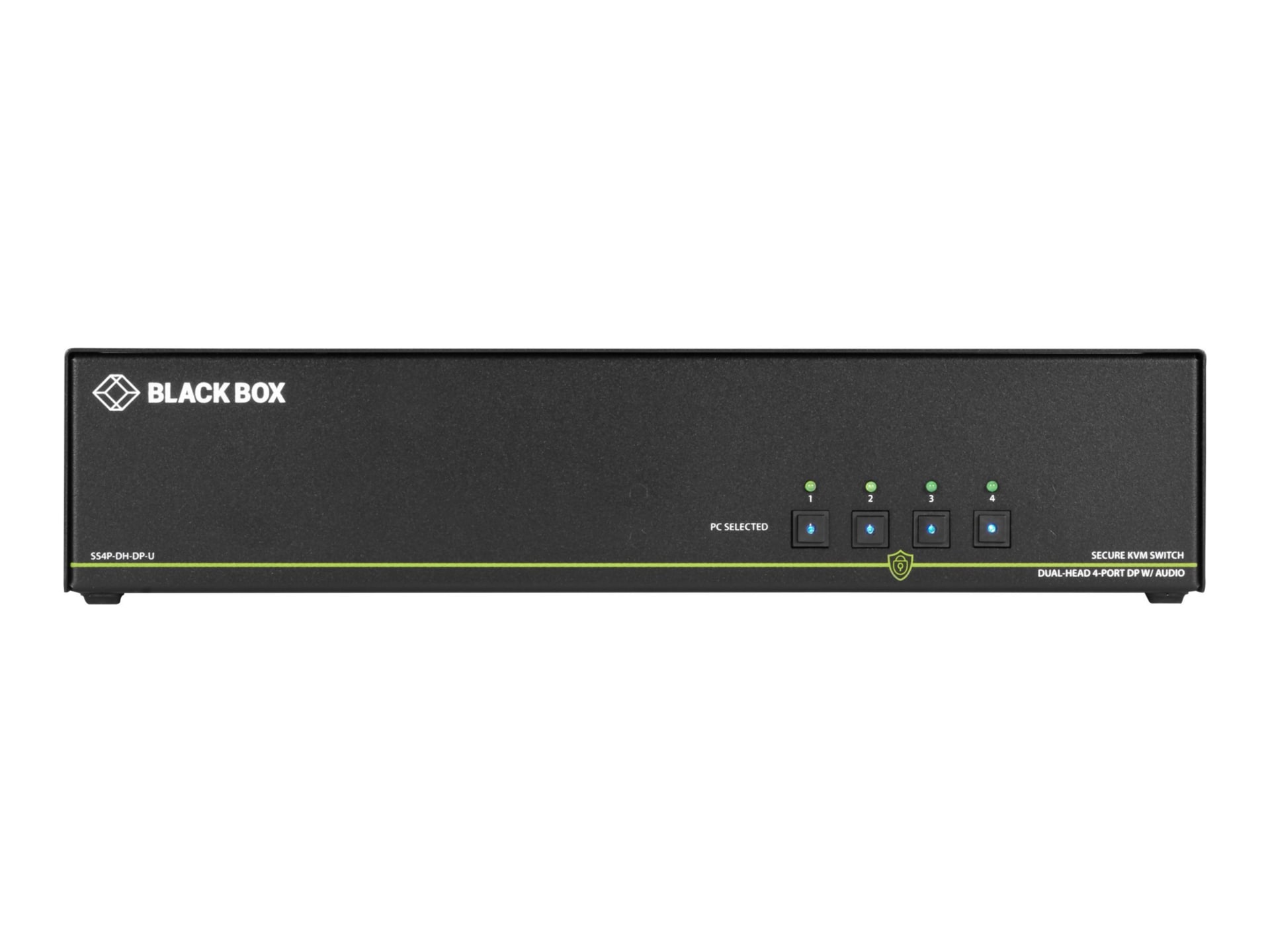 Black Box Secure KVM Switch NIAP3 4-Port Dual-Monitor DP 4K30 USB HID Audio
