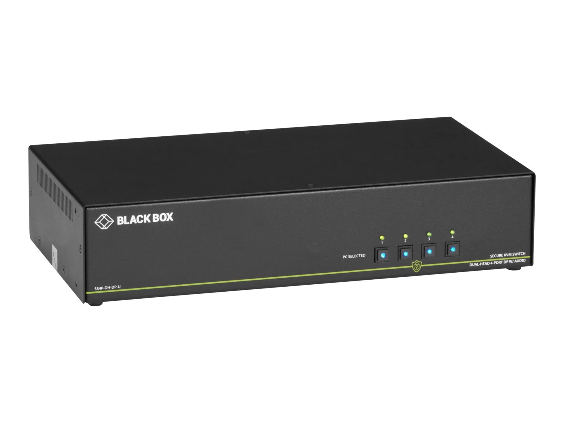 Black Box Secure KVM Switch NIAP3 4-Port Dual-Monitor HDMI 4K60 USB AUD CAC