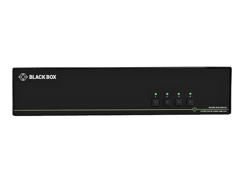 Black Box Secure KVM Switch NIAP3 4PT Quad-Monitor DVI-I PS2 USB Audio CAC
