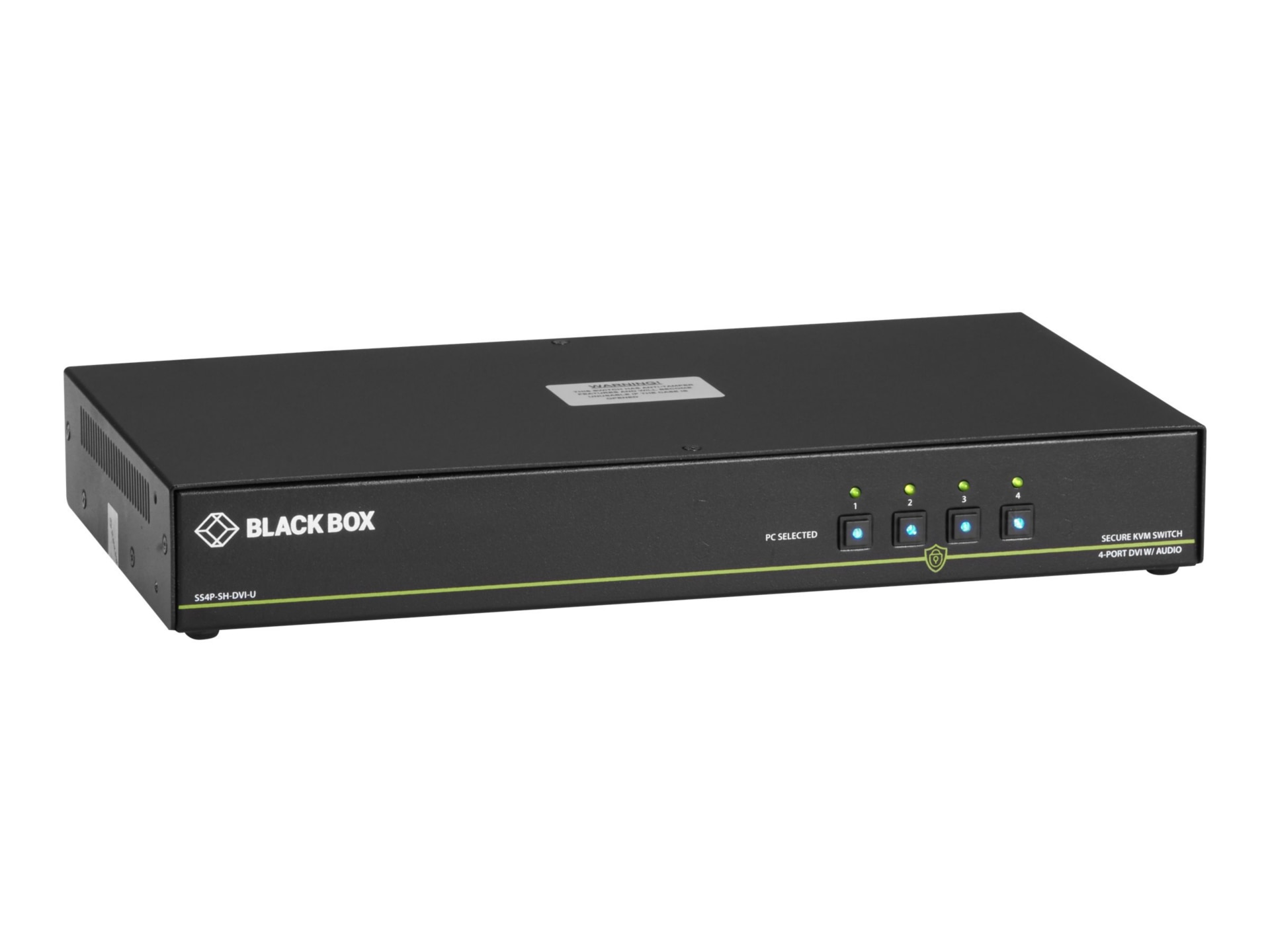 Black Box Secure KVM Switch NIAP3 4-Port Single-Monitor DVI-I PS2 USB Audio