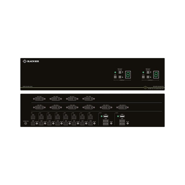 Black Box KVM Matrix Switch NIAP3 2 Users x 8 Sources DVI-I USB Audio CAC