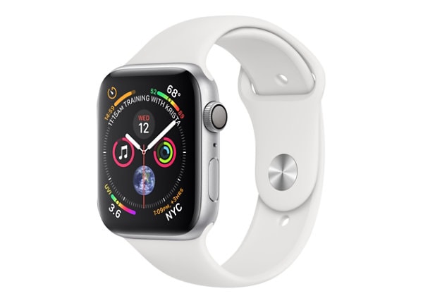 Apple Watch Series 4 (GPS) - silver aluminum - smart watch with sport band - white - 16 GB