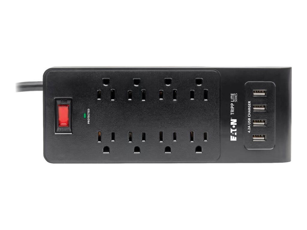 Thumbnail 2 of 2 for Eaton Tripp Lite Series Surge Protector Power Strip 8-Outlets 4 USB Ports 6ft Cord Black - surge protector - 1875 Watt