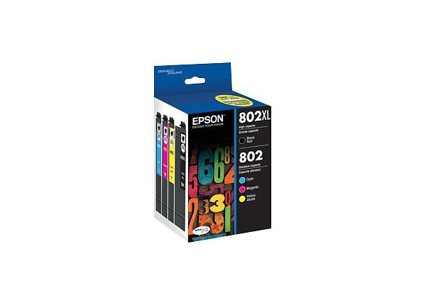 Epson 802/802XL - 4-pack - Hight Capacity (black) + Standard Capacity - black, yellow, cyan, magenta - original - ink