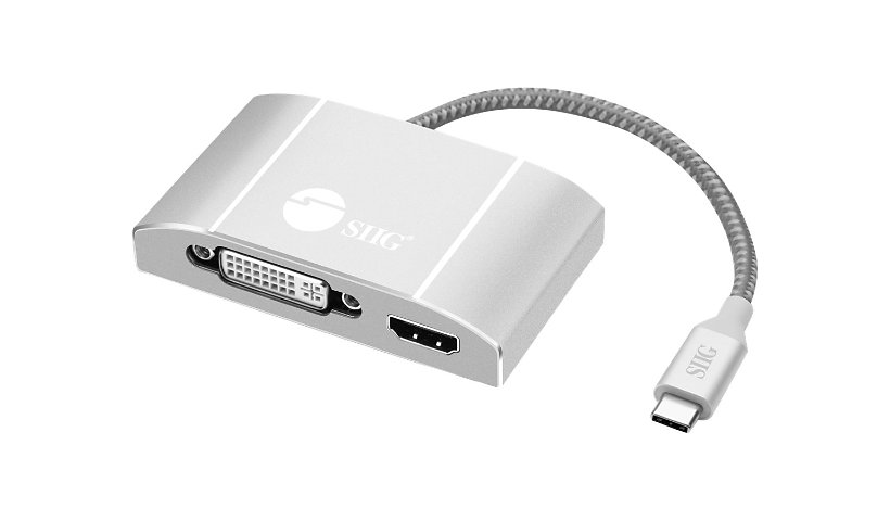 SIIG USB-C to 3-in-1 Multiport Video Adapter with PD Charging - docking station - USB-C / Thunderbolt 3 - VGA, DVI, HDMI
