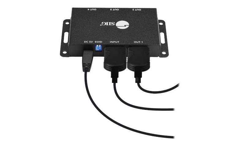 SIIG 4-Port HDMI 2.0 Mini Splitter Amplifier with EDID Management  