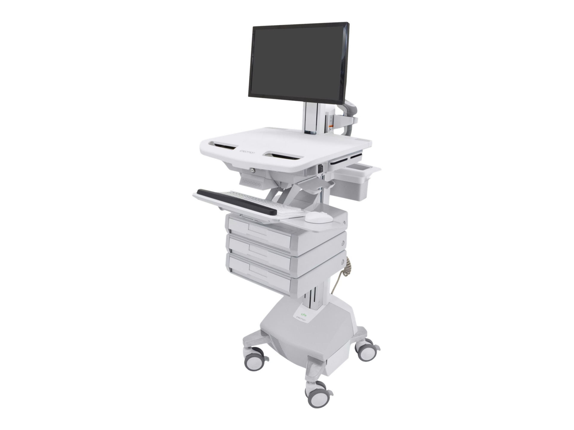 Ergotron StyleView Electric Lift Cart with Pivot, LiFe Powered, 3 Drawers (