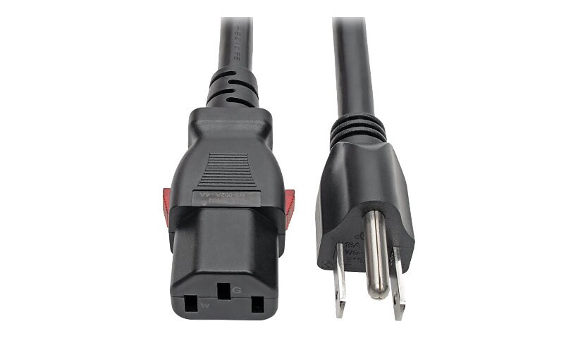Tripp Lite IEC-320-C13 to NEMA 5-15P Power Cord - Locking C13 Connector, 15A, 125V, 14 AWG, 2 ft., Black - power cable -