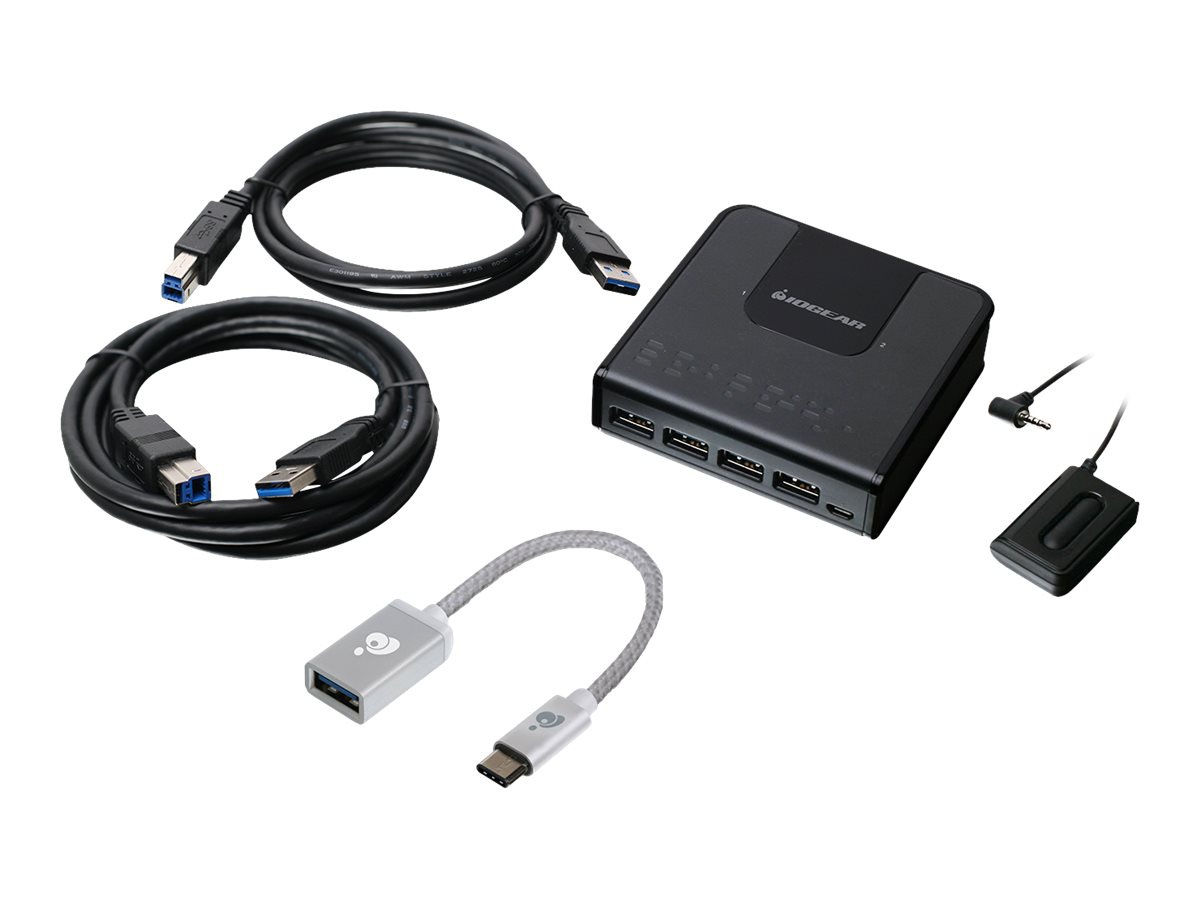 IOGEAR 2x4 USB 3.0 Peripheral Sharing - switch - with USB-C adapter