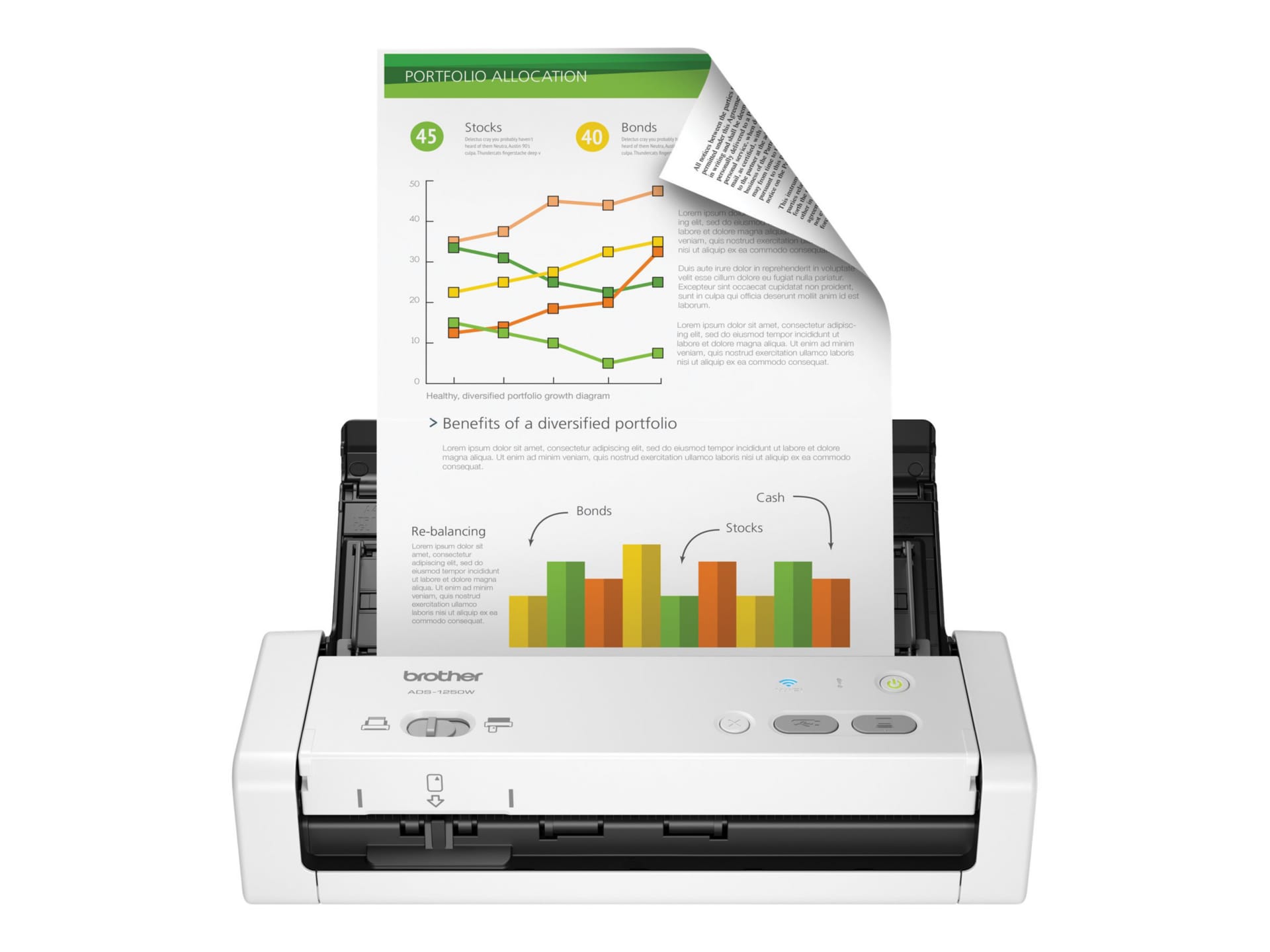 Brother ADS-1250W - document scanner - duplex - portable - USB 3.0, Wi-Fi(n), USB 2.0 (Host)