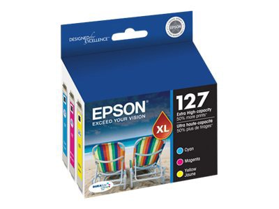 Epson 127 Multi-Pack With Sensor - 3-pack - Extra High Capacity - yellow, cyan, magenta - original - ink cartridge