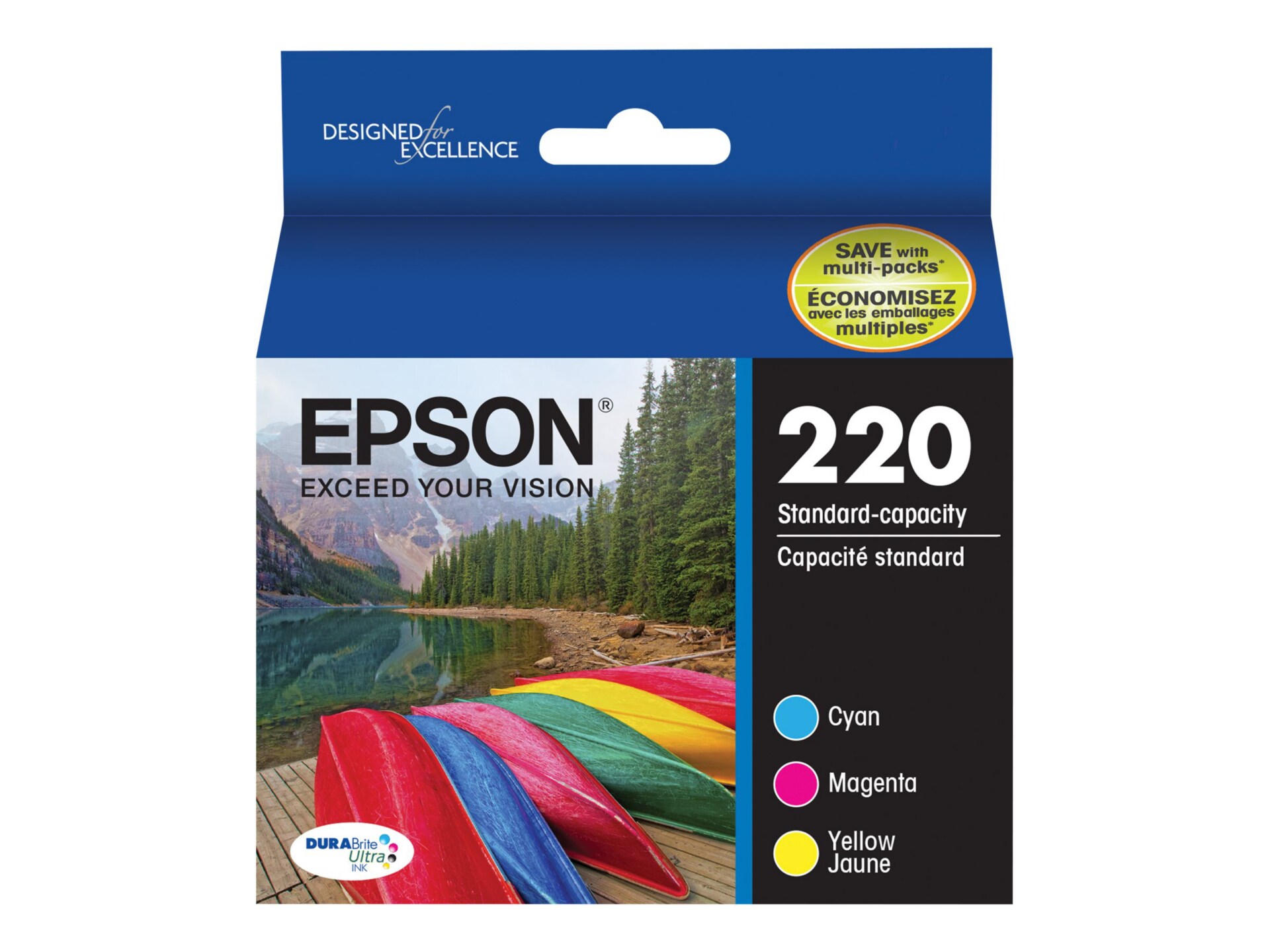 Epson 220 With Sensor - 3-pack - yellow, cyan, magenta - original - ink cartridge