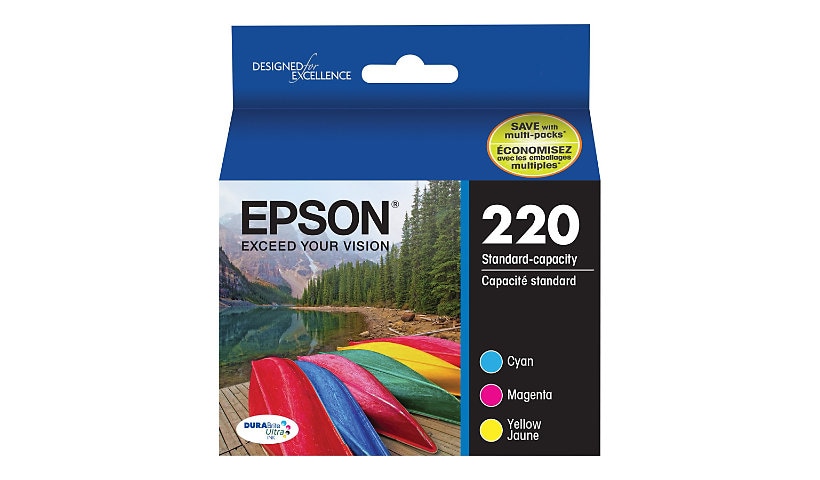 Epson 220 With Sensor - 3-pack - yellow, cyan, magenta - original - ink cartridge