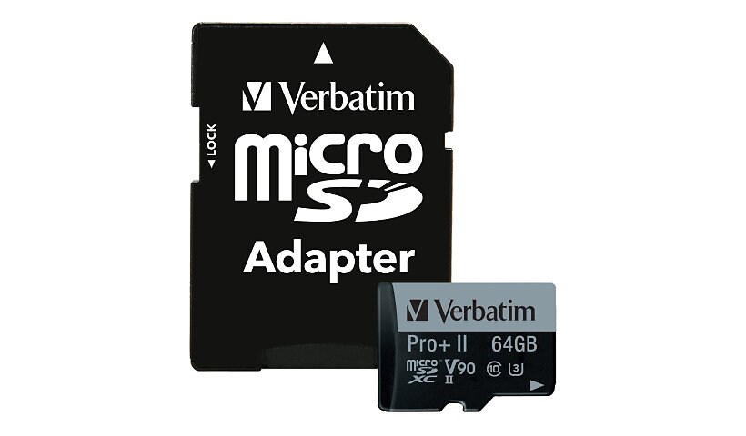 Verbatim Pro II Plus - flash memory card - 64 GB - microSDXC UHS-II