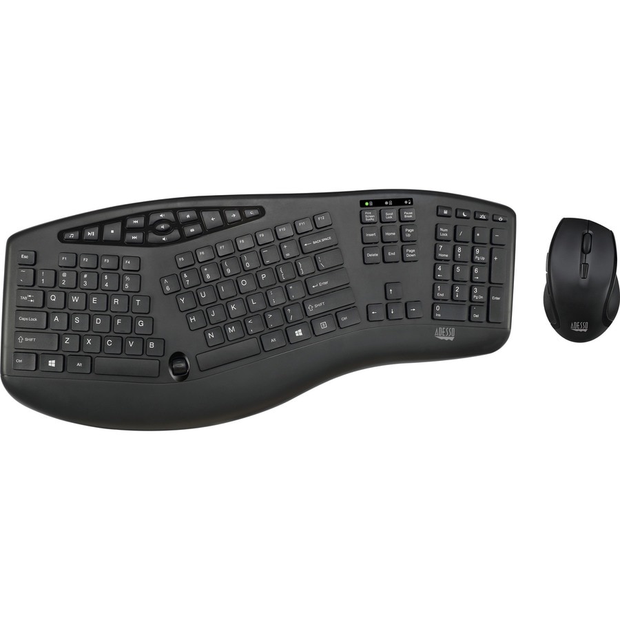 Adesso TruForm 1600 Wireless Ergonomic Keyboard and Optical Mouse