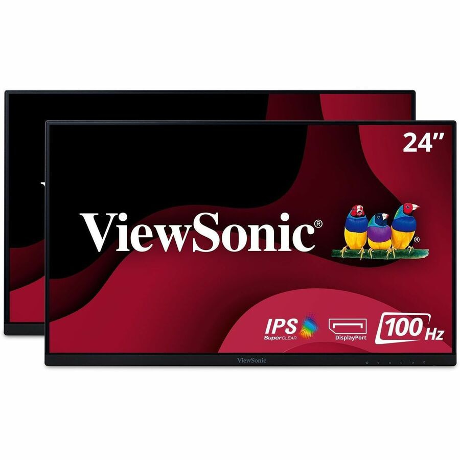 ViewSonic VA2456-MHD_H2 Dual Pack Head-Only 1080p IPS Monitors with 100Hz, Ultra-Thin Bezels, HDMI, DisplayPort and VGA
