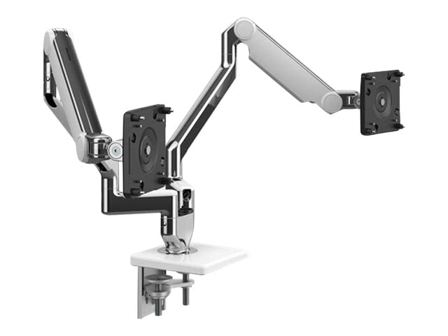 Humanscale M2.1 mounting kit - adjustable arm - for 2 LCD displays - polished aluminum with white trim
