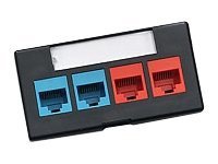 LEVITON 4PT FACEPLATE W/ID BLACK