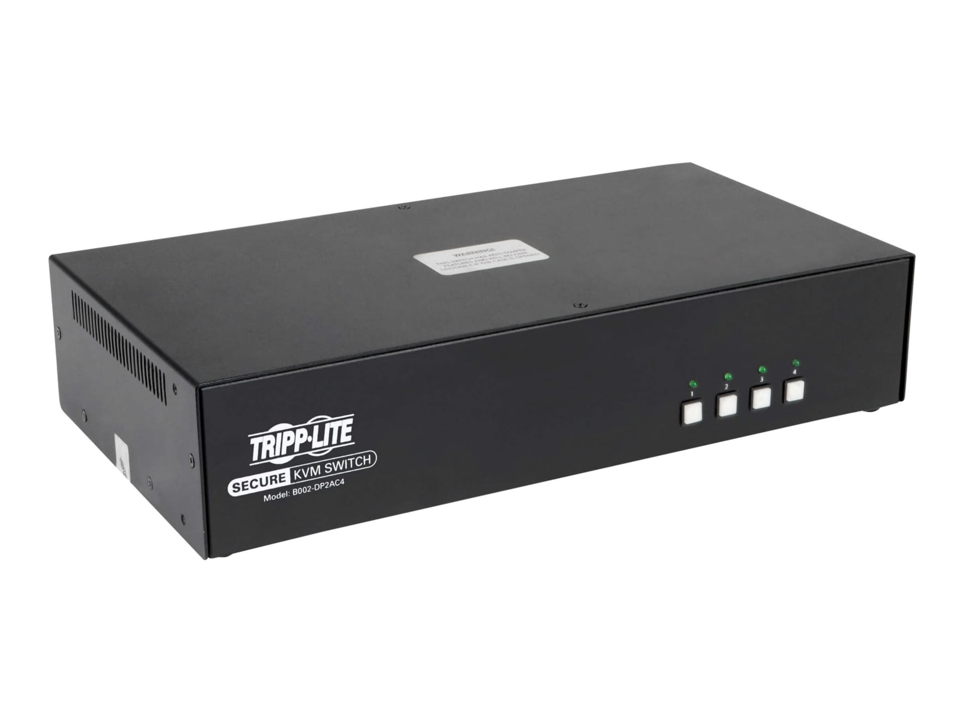 Tripp Lite Secure KVM Switch, Dual Monitor, DisplayPort to DisplayPort - 4-Port, 4K, NIAP PP3.0, Audio, CAC - KVM /