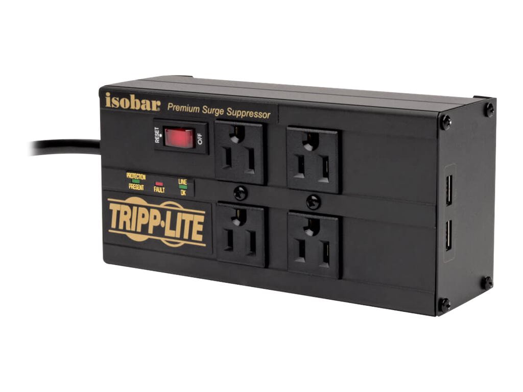Tripp Lite Isobar Surge Protector 4 Outlet 2 USB Charging Ports 8ft Cord